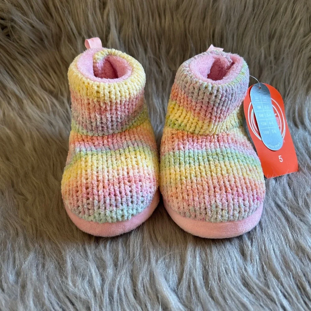 Wonder Nation Rainbow Slippers Girls Size 5 Booties Shoes Slip On Adjustable